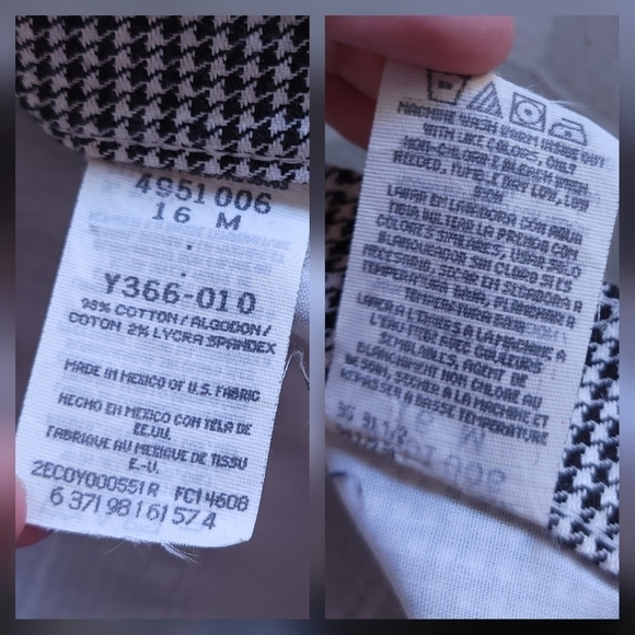 Vintage 90s Lee Houndstooth Tapered Leg Trouser Pants Black White Plus 16 - Picture 15 of 16